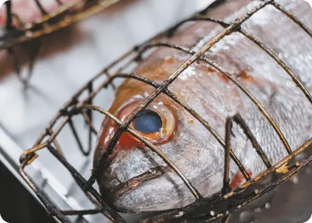 炭火焼きの魚、伝統的な料理として提供